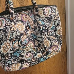 Vera Bradley brown teal flower tote